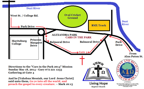 Directions to Cars in the Park 2014