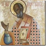 Saint Nicholas, as painted on the Kizhi monastery in Russia.