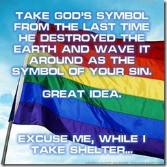 Homosexual mockery against God using His covenant rainbow