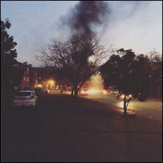 The University of KwaZulu Natal Pietermaritzburg campus resembles a war zone again this evening after students erupted in violent and disruptive protest. This in turn led to police and security tear gassing the students