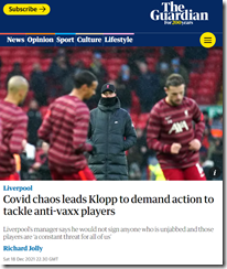 Covid chaos leads Klopp to demand action to tackle anti-vaxx players