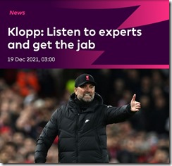 Klopp: Listen to experts and get the jab